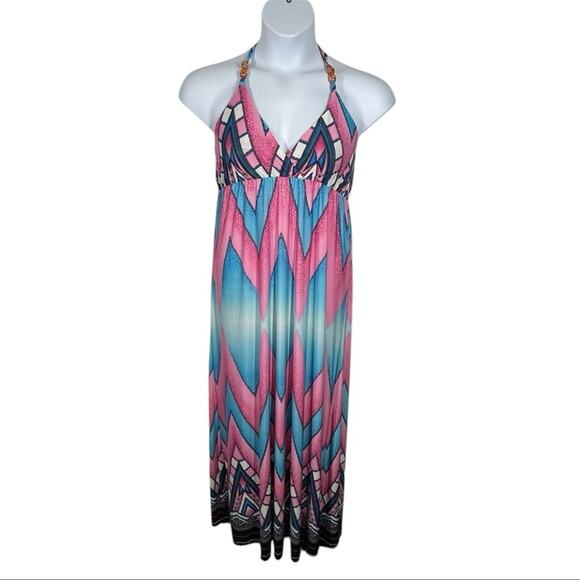 Boho Beaded Passion4Fashion Vibrant Maxi Sundress Size Large - Picture 2 of 9